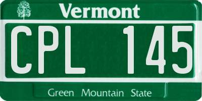 VT license plate CPL145