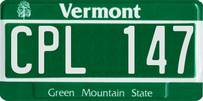 VT license plate CPL147