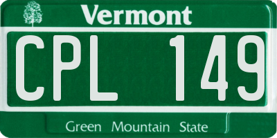 VT license plate CPL149