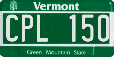 VT license plate CPL150