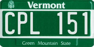 VT license plate CPL151