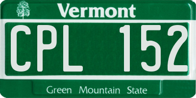 VT license plate CPL152