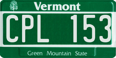 VT license plate CPL153
