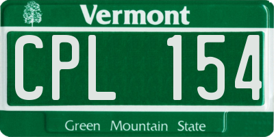 VT license plate CPL154
