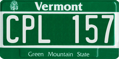 VT license plate CPL157