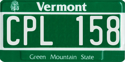 VT license plate CPL158