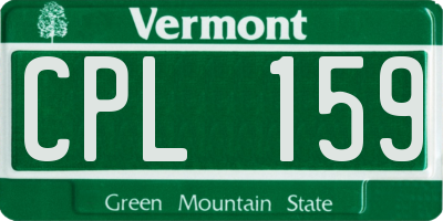 VT license plate CPL159