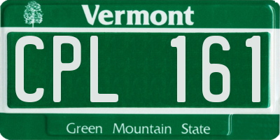 VT license plate CPL161