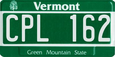 VT license plate CPL162
