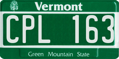 VT license plate CPL163