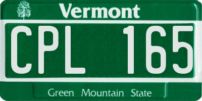 VT license plate CPL165