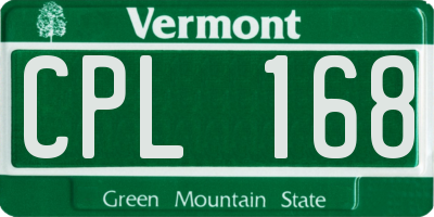 VT license plate CPL168
