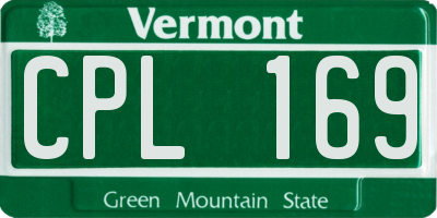 VT license plate CPL169