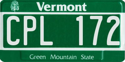 VT license plate CPL172