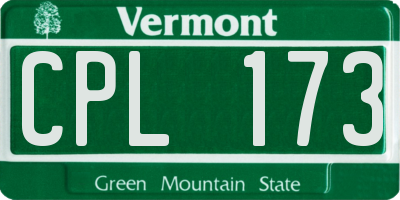 VT license plate CPL173