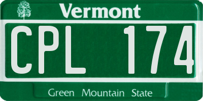 VT license plate CPL174