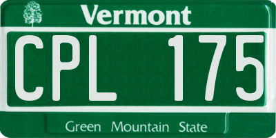 VT license plate CPL175