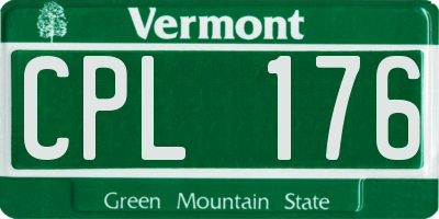 VT license plate CPL176