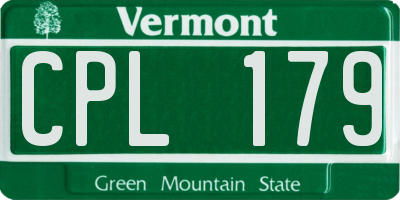 VT license plate CPL179