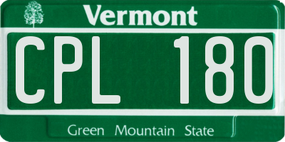 VT license plate CPL180