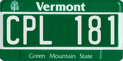 VT license plate CPL181