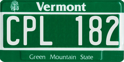 VT license plate CPL182