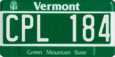 VT license plate CPL184
