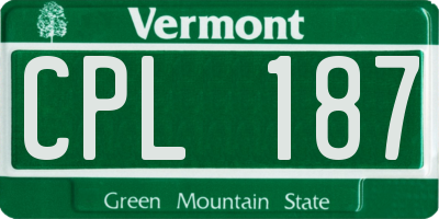 VT license plate CPL187