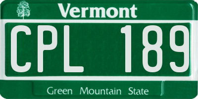 VT license plate CPL189