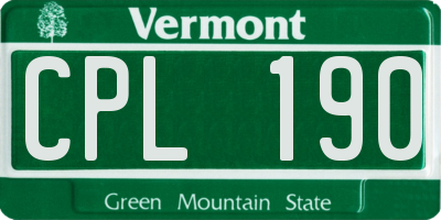 VT license plate CPL190