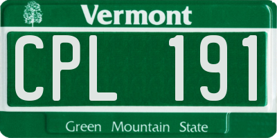 VT license plate CPL191