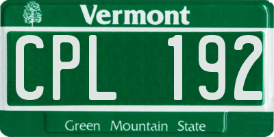 VT license plate CPL192