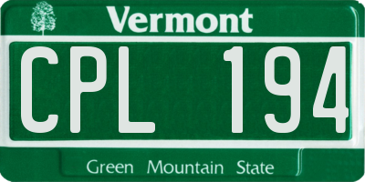 VT license plate CPL194