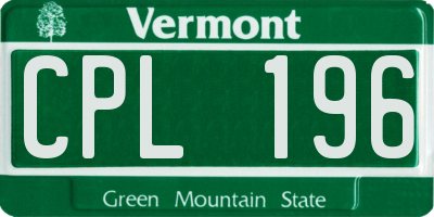 VT license plate CPL196