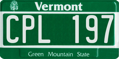 VT license plate CPL197