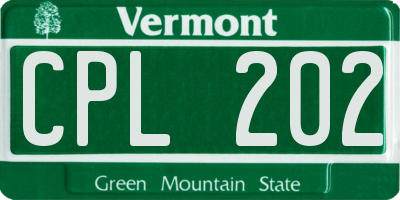 VT license plate CPL202