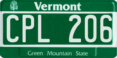 VT license plate CPL206