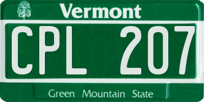 VT license plate CPL207