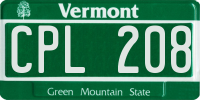 VT license plate CPL208