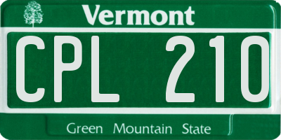 VT license plate CPL210
