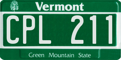 VT license plate CPL211