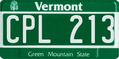 VT license plate CPL213
