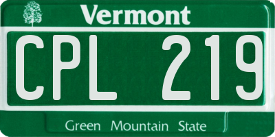 VT license plate CPL219