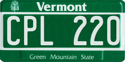 VT license plate CPL220