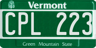 VT license plate CPL223