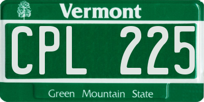 VT license plate CPL225
