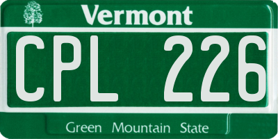 VT license plate CPL226