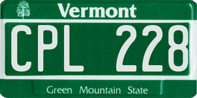 VT license plate CPL228