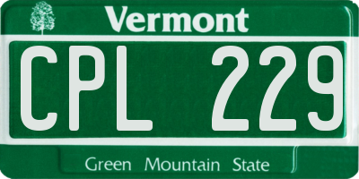 VT license plate CPL229