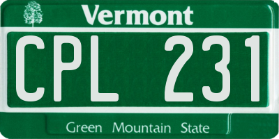 VT license plate CPL231